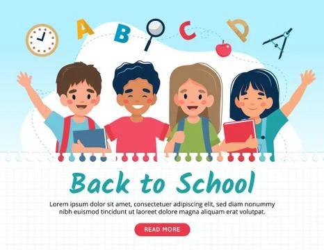 Back to school concept, cute characters. Vector illustration in flat style Stock Illustration