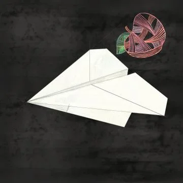 Back to school concept design with red apple and paper airplane on blackboard Stock Illustration