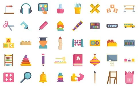 Back to school concept with education and learning icons Stock Illustration