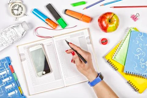 Back to school concept. education, schedule, school, office, organizer, meeting 写真素材