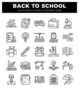 Back to school concept educational and learning icons.  Scientific. artisti.. Illustrazione stock