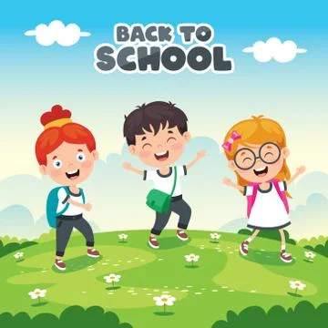 Back To School Concept With Funny Children Stock Illustration