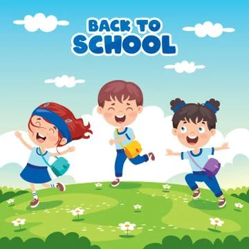 Back To School Concept With Funny Children Stock Illustration