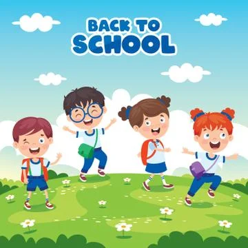 Back To School Concept With Funny Children Stock Illustration
