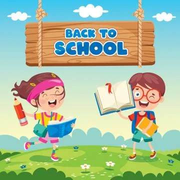 Back To School Concept With Funny Children Stock Illustration