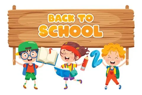 Back To School Concept With Funny Children Stock Illustration
