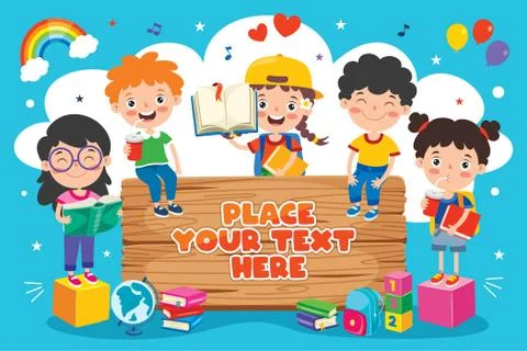 Back To School Concept With Funny Children Stock Illustration