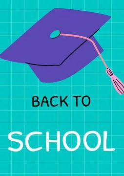 Back to school concept with graduation cap and graph paper background Stock Illustration