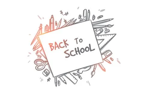 Back to school concept. Hand drawn isolated vector. Stock Illustration