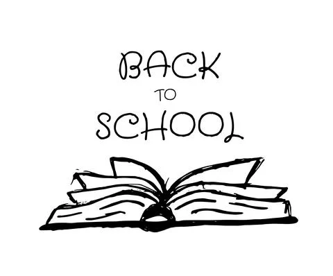 Back to School concept with hand drawn doodle open book Stock Illustration