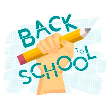 Back to school concept. Hand holding big pencil. Modern art. Vector illustr.. Illustrazione stock
