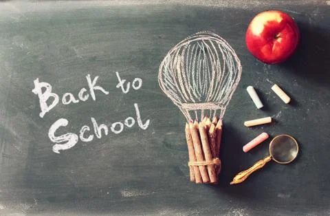 Back to school concept with info graphics sketch Stock Photos