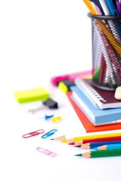 Back to school concept isolated on white background Stock Photos