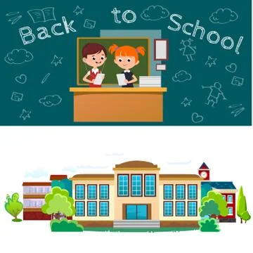 Back to school concept, Lesson in classroom at college, teacher explains to Stock Illustration