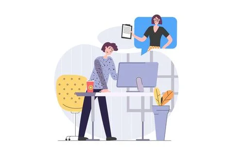 Back to school concept in modern flat design for web. Student learning onli.. Stock Illustration