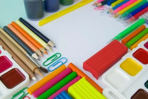 Back to school concept with office supplies for school and study. Education Stock Photos