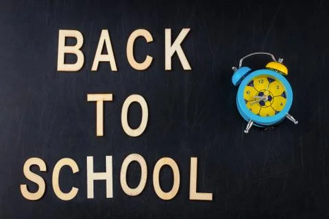 Back to school concept over classroom blackboard background Stock Photos