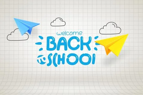 Back to school concept with paper planes. 3d vector illustration Stock Illustration