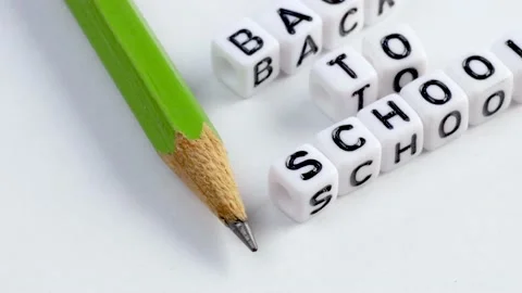 Back to school concept with pencil and inscription text in macro. Stock Footage 136088286