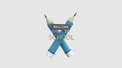 Back to school concept with pencil Loop 3d animation with Alpha Channel Stock Footage 304251574