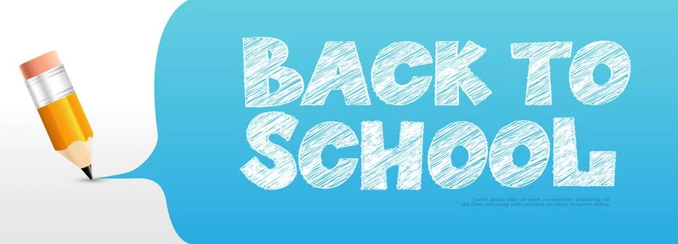 Back to school concept pencil writing on white with speech bubble Stock Illustration