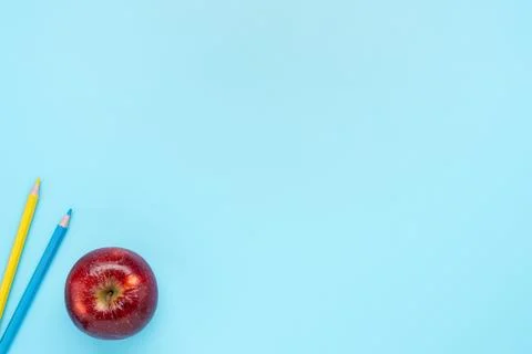 Back to school concept red apple Stock Photos