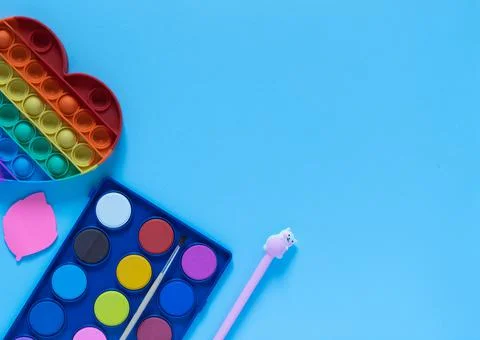 Back to school concept. School and office supplies on the office table Stock Photos