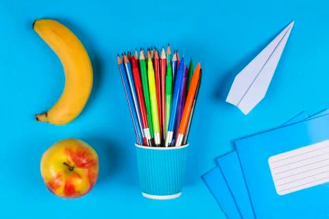 Back to school concept. school snack, Creative, minimalistic style. School an 写真素材