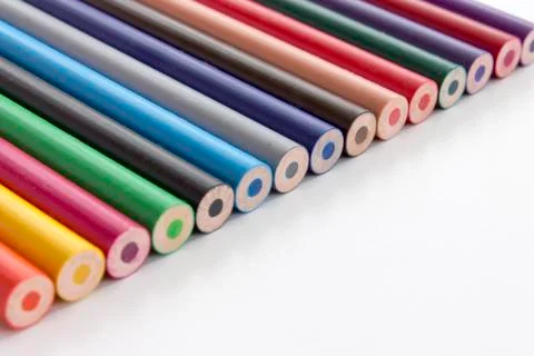 Back to school concept. Set of multicolored pencils on white background. Stock Photos
