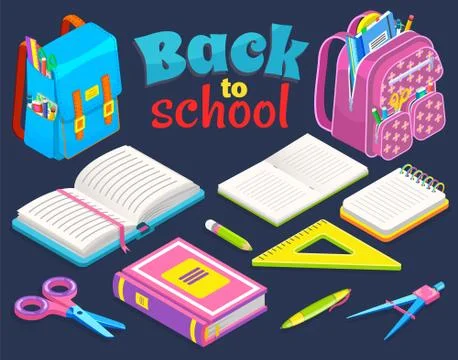Back to School Concept, Stationery Set Vector イラスト素材