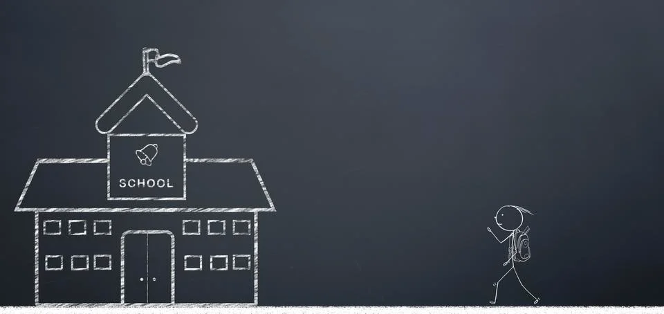 Back to school concept. student going to school on chalkboard Stock Photos