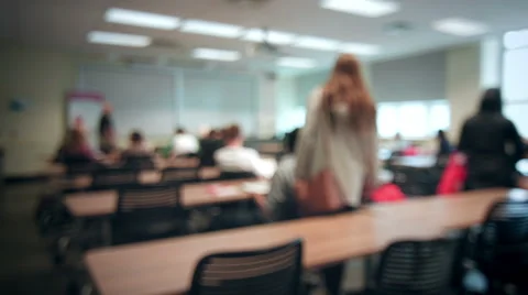 Back to School concept with Students Entering into a Classroom Stock Footage