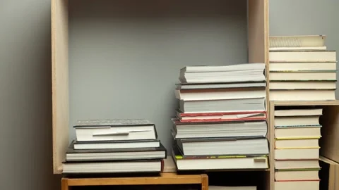 Back to school concept Time lapse of book's stack. Vídeo Stock 203710071
