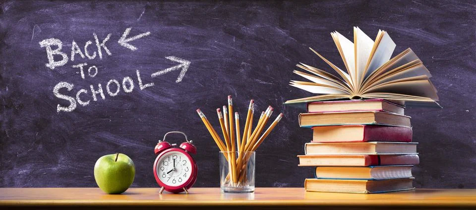 Back To School Concept - Time To Study - Apple and pencils Stock Photos