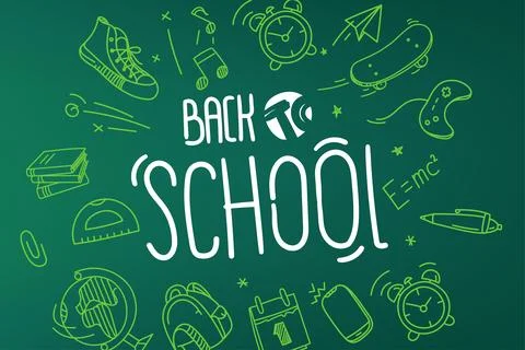 Back to school concept. Vector illustration with doodle elements Stock Illustration