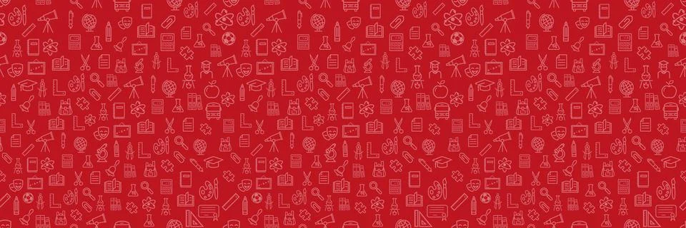 Back to School concept. Welcome back to school Pattern with school supplies Stock Illustration