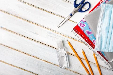 Back To School Coronavirus Covid Background With Copyspace Stock Photos