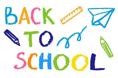 Back to school, crayon grunge banner. Vector illustration Stock Illustration