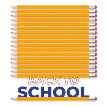 Back to school creative illustration design with realistic pencil and text. V 스톡 일러스트