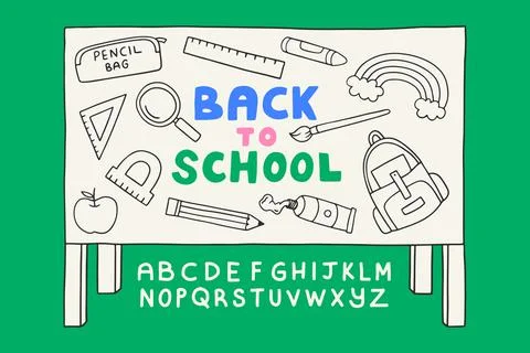 Back To School Creative Objects Doodle Set Stock Illustration