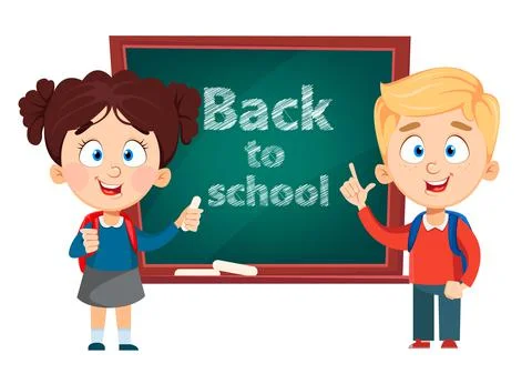Back to school. Cute boy and girl Stock Illustration