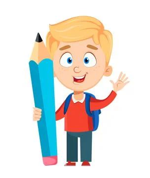 Back to school. Cute schoolboy with rucksack Stock Illustration