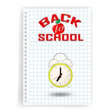 Back to school design. the alarm clock shows the time to go to school - Vecto Stock Illustration