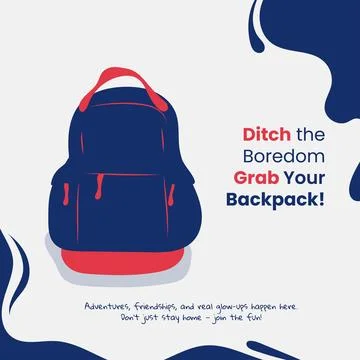 Back to school design with backpack illustration and waving blue white back.. Stock Illustration