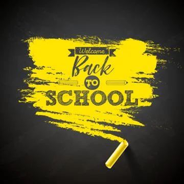 Back to school design with chalk and typography lettering on black chalkboard イラスト素材