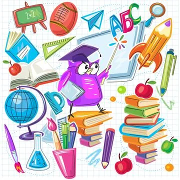 Back to school design elements set Stock Illustration