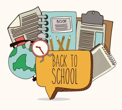 Back to school design over white background, vector illustration Illustrazione stock