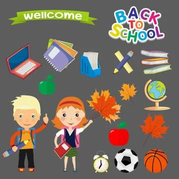 Back to school design. set of icons on a theme the children go to school the  스톡 일러스트