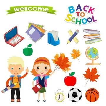 Back to school design. set of icons on a theme the children go to school the  Illustrazione stock