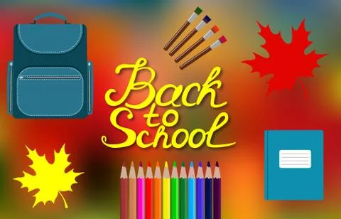 Back to school design. Set of School supplies with Back to school hand drawn  Stock Illustration